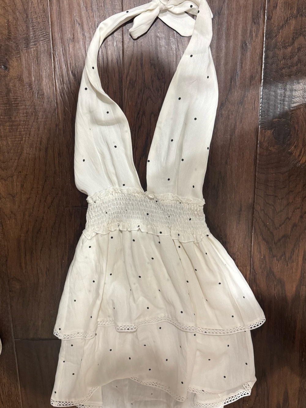 superdown Cream Halter Polka Dot Babydoll